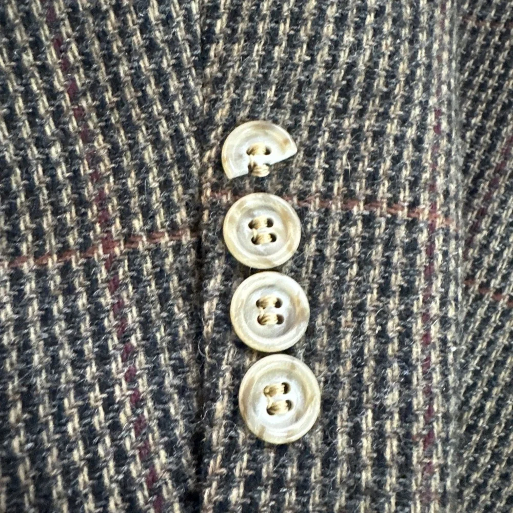 Evan Picone 40R Brown Multi Color Wool  Tweed Herringbone Jacket ELBOW PATCHES